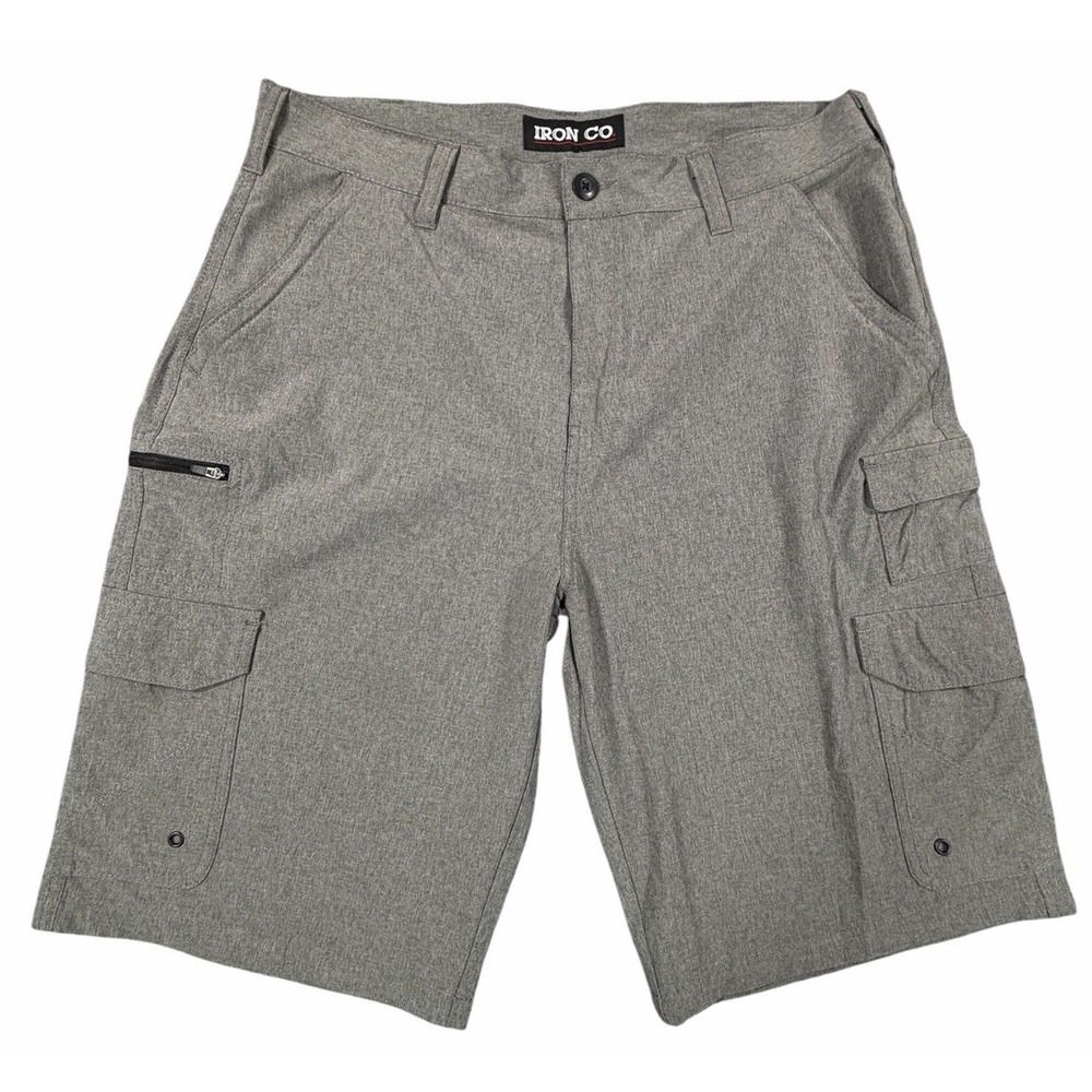 Iron Co Cargo Hiking Shorts Men's 34 Gray Stretch Performance Utility Outdoor